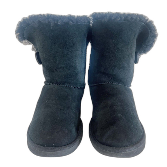 Ugg Bailey Button Short Boots Black Shearling Women's Size 9 - Picture 7 of 8